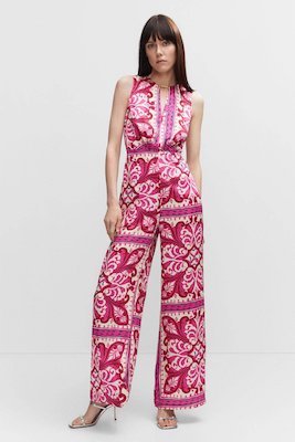 Mango Satijnen Jumpsuit Met All Over Print Roze Roze 8445922477790