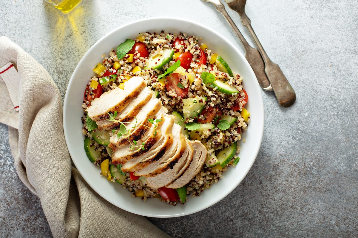 Fresh Quinoa Tabbouleh Salad With Grilled Chicken