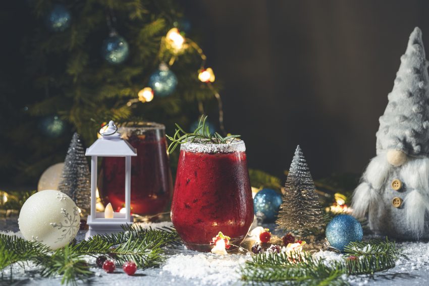 Festive Christmas Or New Year Frosted Mistletoe Margarita